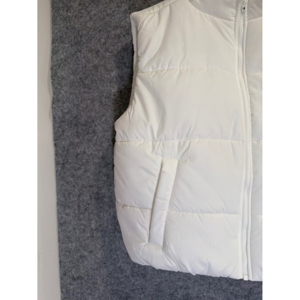 Nike Womens Puffer Vest White Full Zip Quilted Sleeveless Jacket Stand Collar - Picture 4 of 14